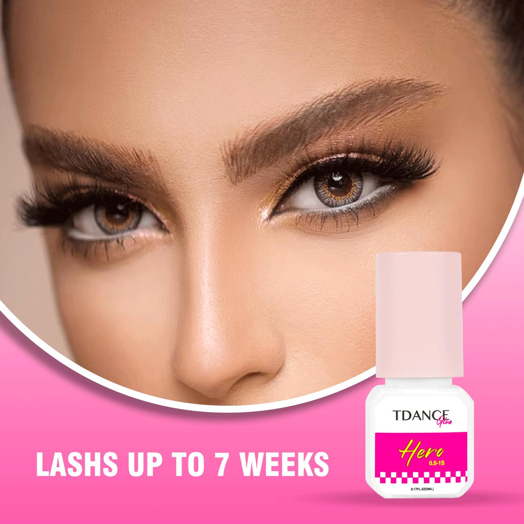 TDANCE Eyelash Extension Glue /0.5-1 Sec Dry/Retention – 7 Weeks/Lash Extension Glue for Professional Use Only (0.17 fl. oz / 5ml)