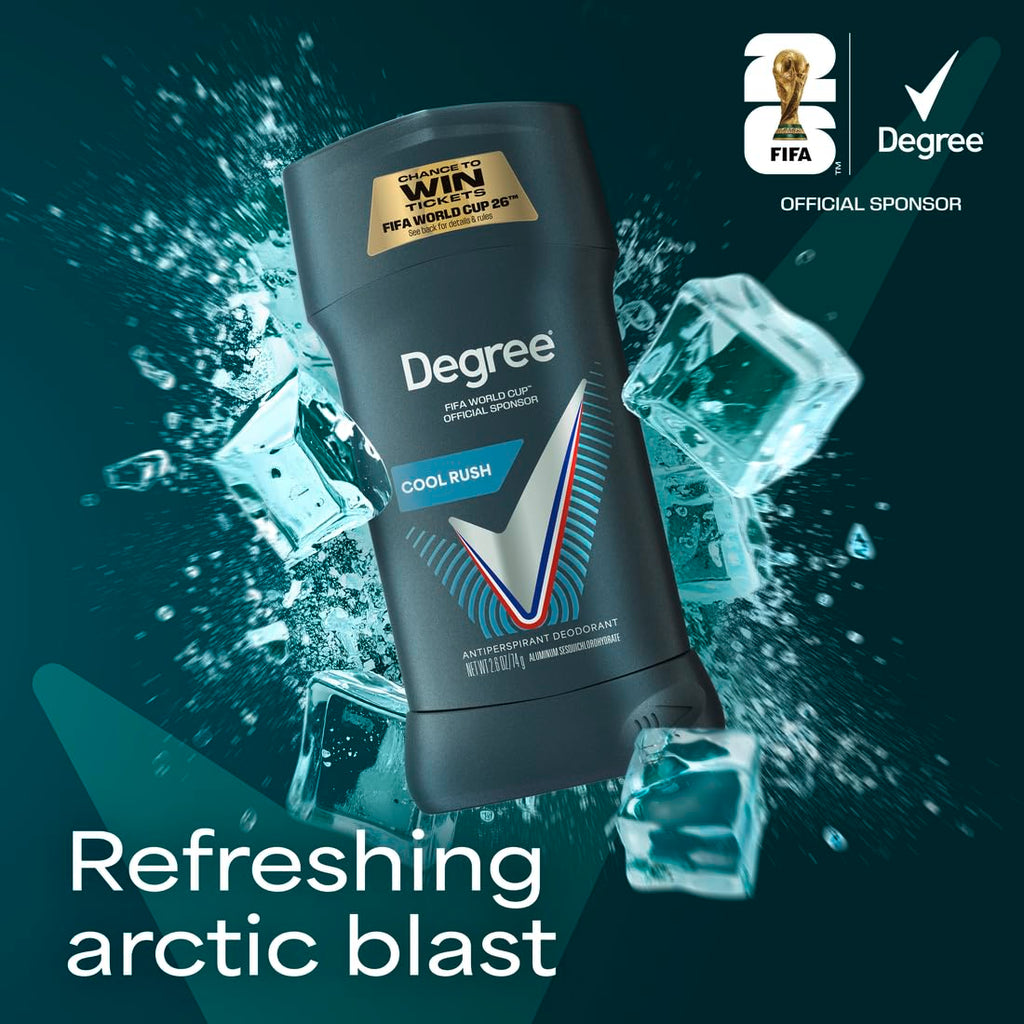 Degree Men Advanced Antiperspirant Cool Rush Sweat and Odor 4 Count 2.6 oz | 72-Hour Sweat and Odor Protection For Men With MotionSense Technology