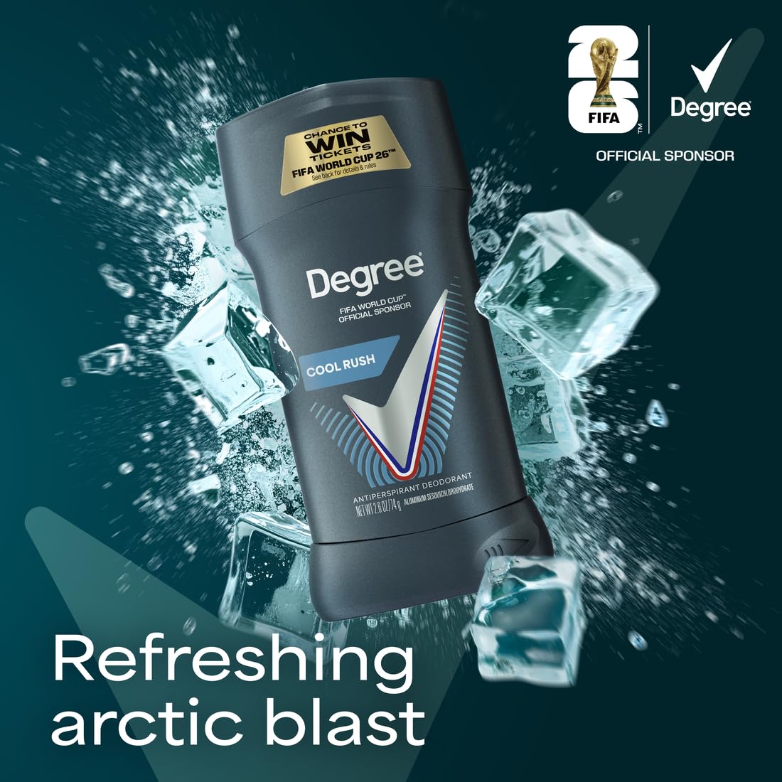 Degree Men Advanced Antiperspirant Cool Rush Sweat and Odor 4 Count 2.6 oz | 72-Hour Sweat and Odor Protection For Men With MotionSense Technology