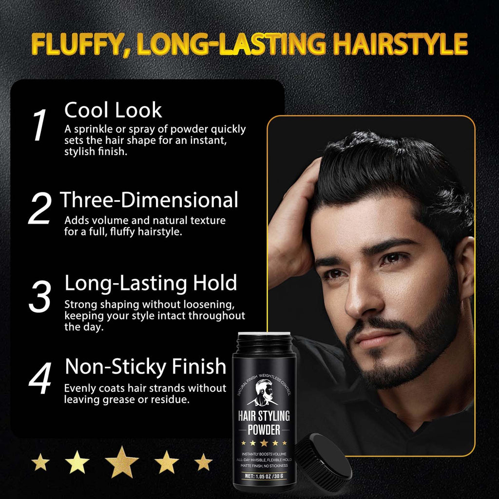 NIFEISHI Hair Styling Powder for Men, (1.05oz of 2Pack) Volumizing Texture Powder for All Hair Types, Easy to Apply, Natural Matte Hairstyle, Texturizing and High Hold