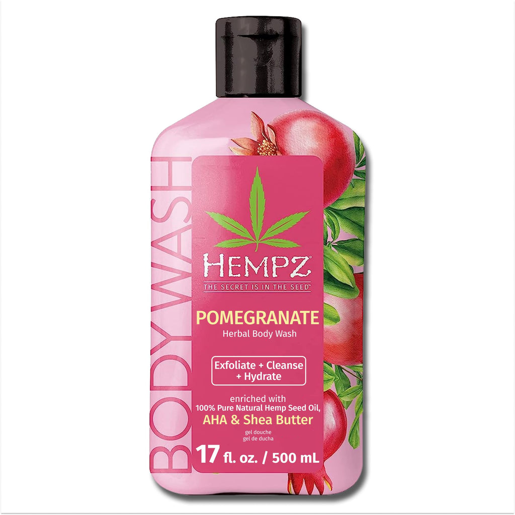 Hempz Triple Moisture Body Wash - Grapefruit & Peach - Hydrating for Sensitive Skin, Scented, Exfoliating with Shea Butter, Pure Hemp Seed Oil, and Algae for Sensitive Skin - 17 fl oz