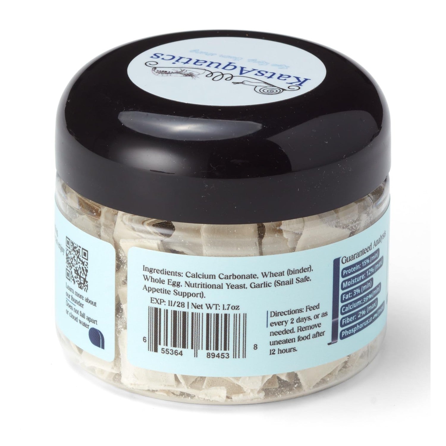 Calcium + Protein, for Strong Shells, Healthy Molts, 100% Natural, Does Not Dissolve in Water, Fast Sinking for Aquatic Shrimp, Snails, Plecos and More! Biologist Made in USA