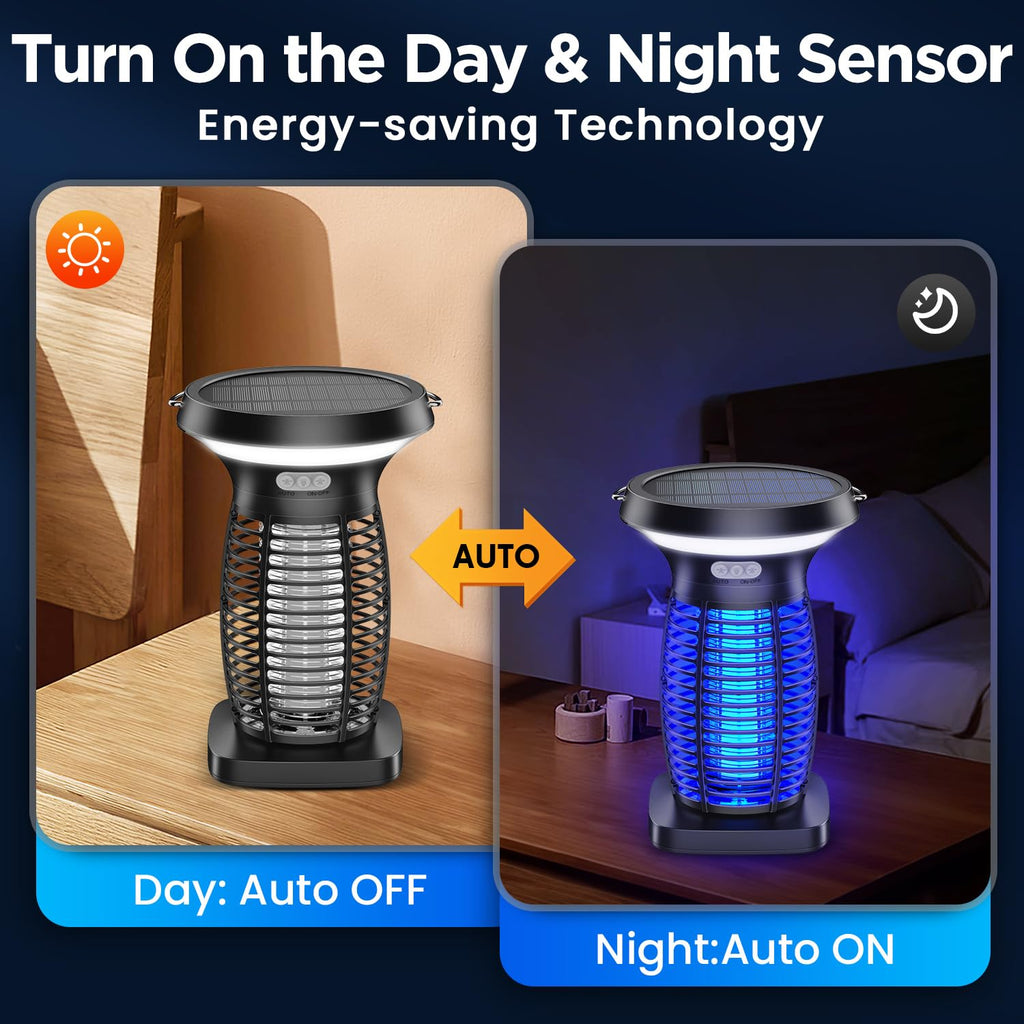 ZECHUAN Solar Bug Zapper Outdoor Waterproof, Electric Mosquitoes Zapper