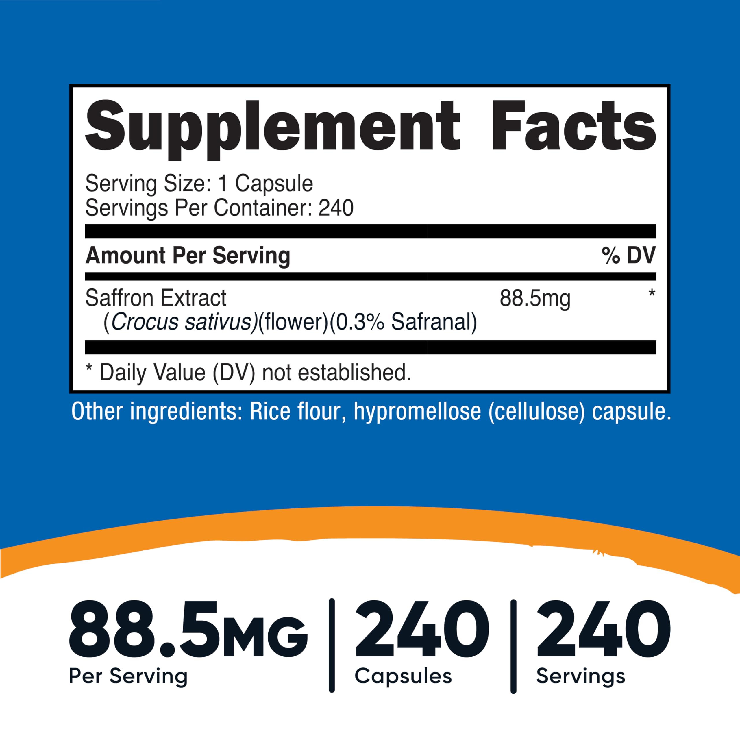 Nutricost Saffron Extract 88.5mg, 240 Capsules - Veggie Caps, Non-GMO, Gluten Free (Pack of 2)