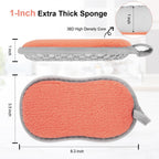 Kitchen Sponges for Washing Dishes, 1 Inch Thick Dual-Sided Dish Sponge