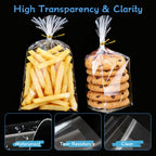 Gewutho 100 Pack Cellophane Bags, 6×10-Inch Clear Cellophane Gift Bags with 100 Gold Twist Ties Included, Plastic Packaging Bags Ideal for Wrapping Cookies, Candies, Party Favors, and Popcorn