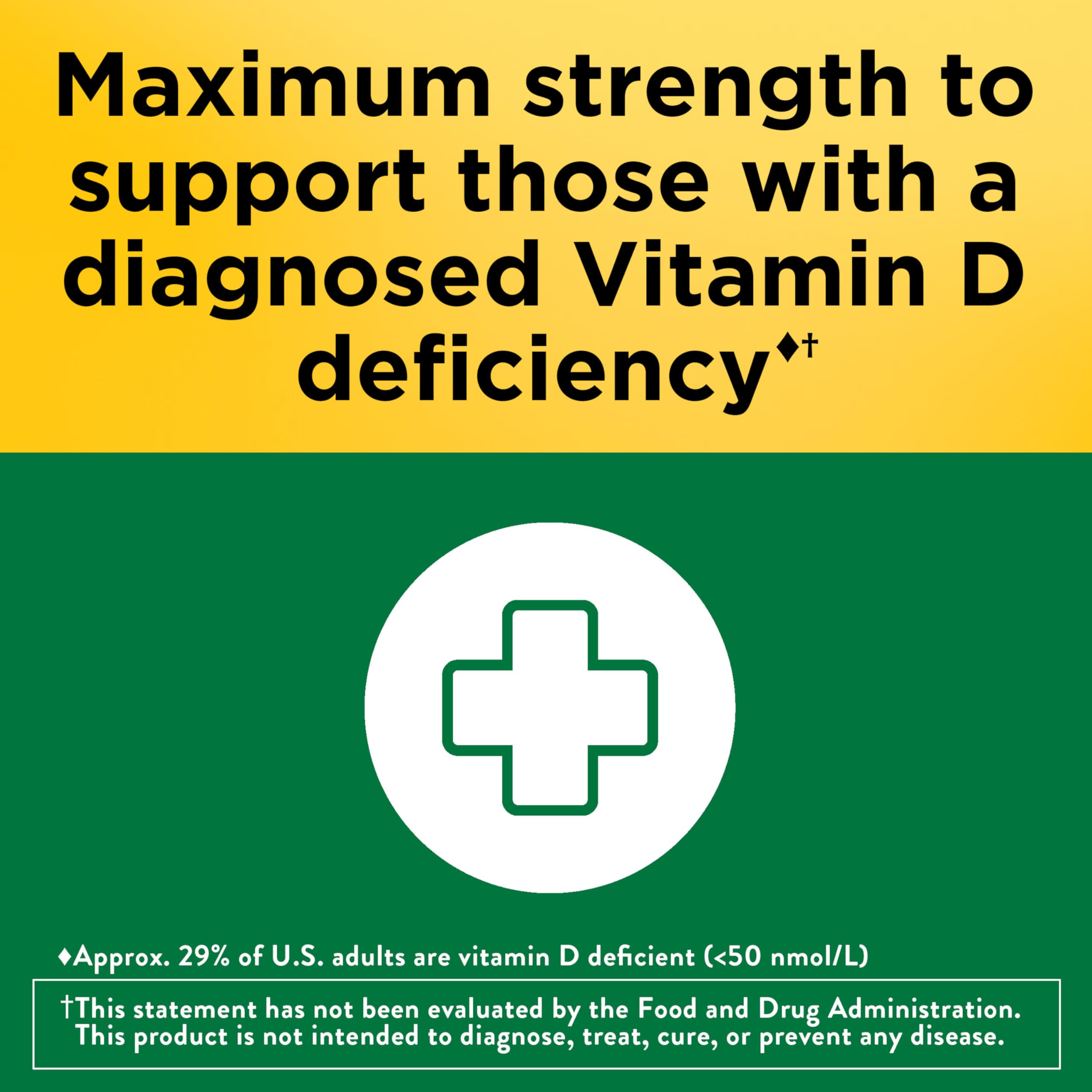 Nature Made Vitamin D3 10000 IU (250 mcg) Maximum Strength, 60 Softgels | Vitamin D Supplement for Immune, Bone, Teeth and Muscle Health Support, 60 Day Supply