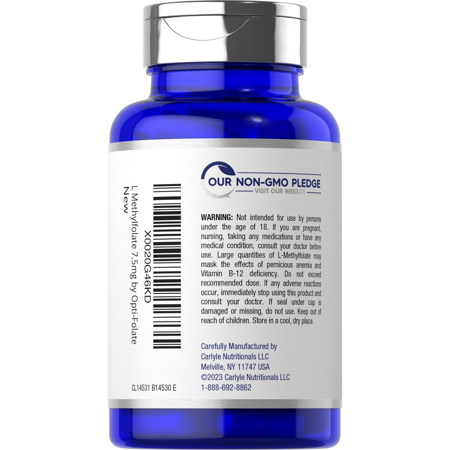 Carlyle L Methylfolate 7.5 mg | 60 Capsules | Optimized and Activated | Non-GMO, Gluten Free | Methyl Folate, 5-MTHF | by Opti-Folate