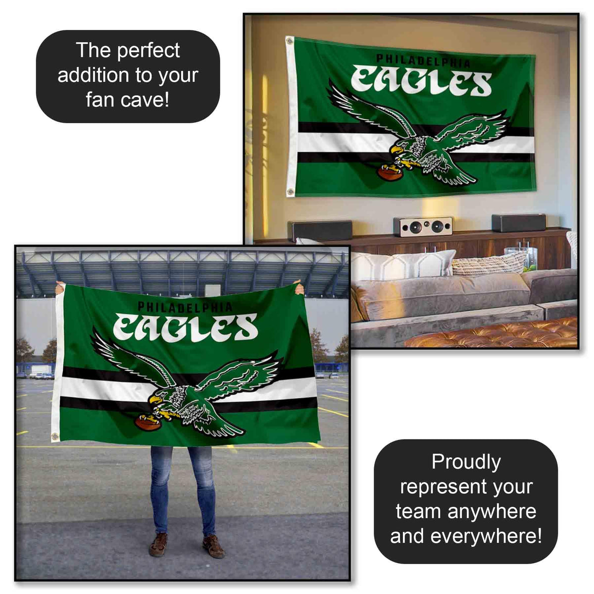 Philadelphia Eagles Throwback Vintage Retro 3x5 Banner Flag