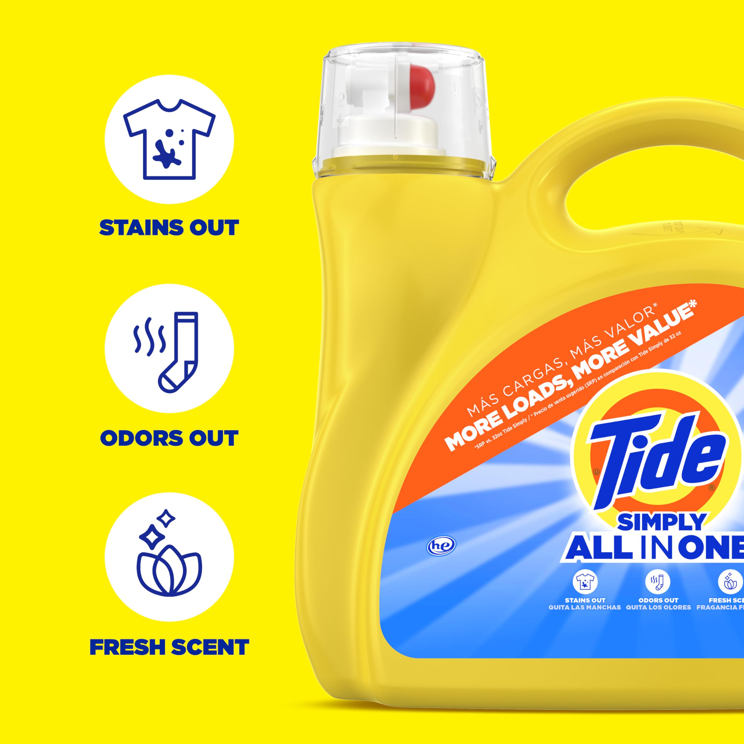 Buy now Tide Simply All-In-One Liquid Laundry Detergent, Refreshing Breeze Scent, 6 Loads, 10 fl oz at indiglob india