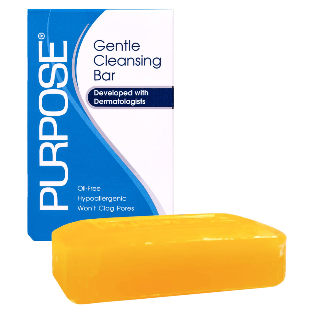 PURPOSE Gentle Cleansing Bar, Developed with Dermatologists, For All Skin Types, For Sensitive & Dry Skin, Oil-free, Hypoallergenic, Sulfate-Free, 6 oz Bar (Pack of 4)