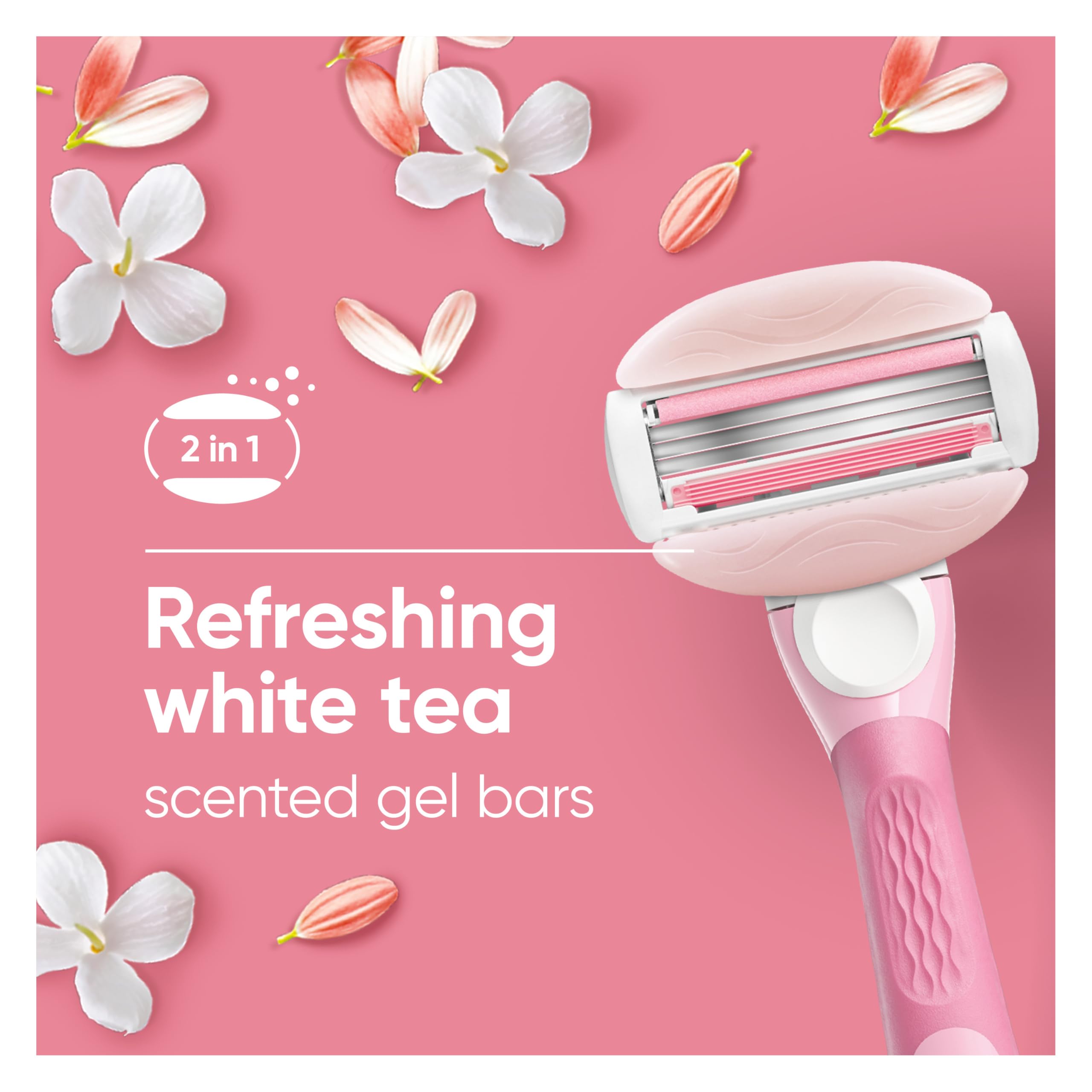 Gillette Venus ComfortGlide White Tea Women's Razor 1 Handle + 4 Blade Refills