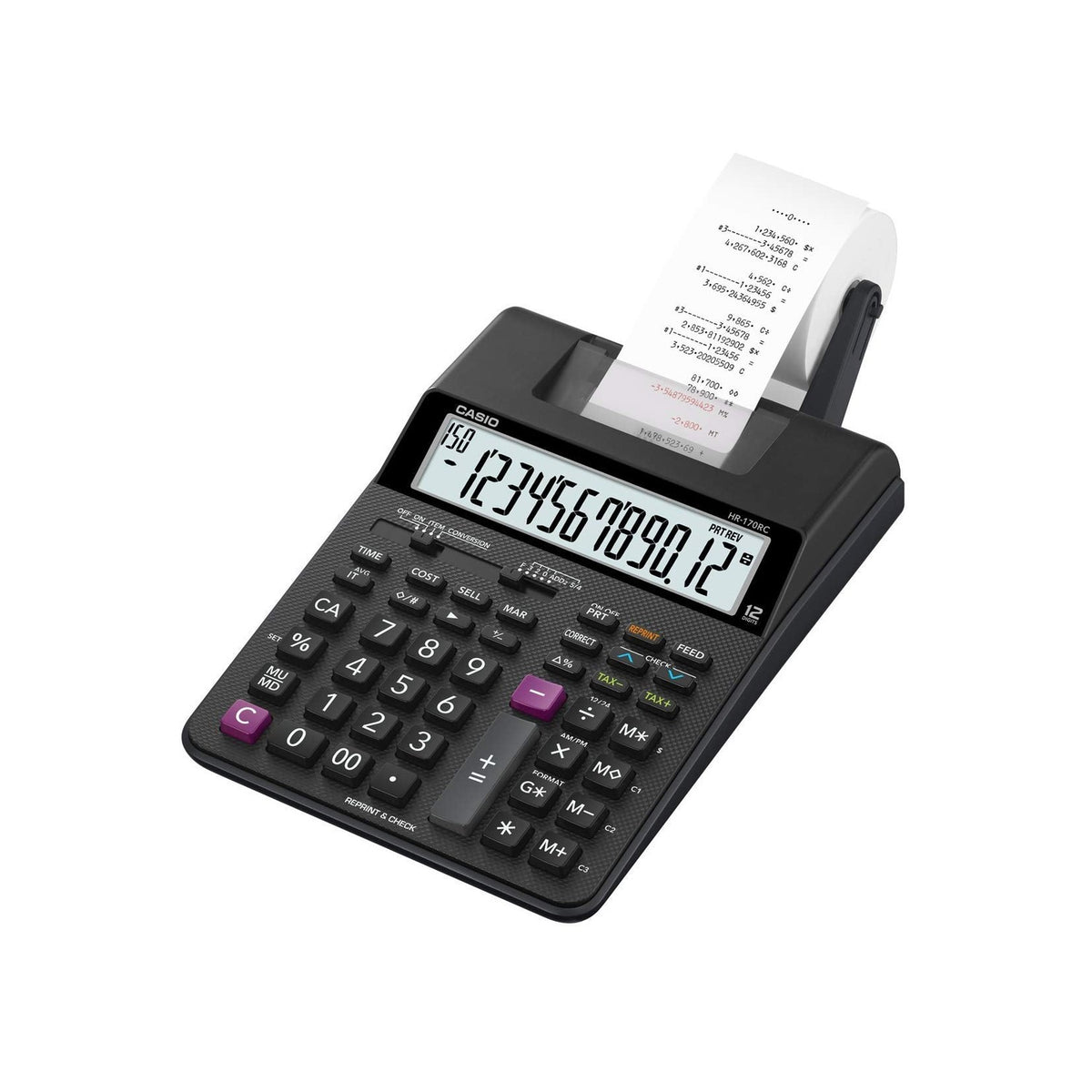 Casio HR-170RC Plus Mini Desktop Printing Calculator, Assorted