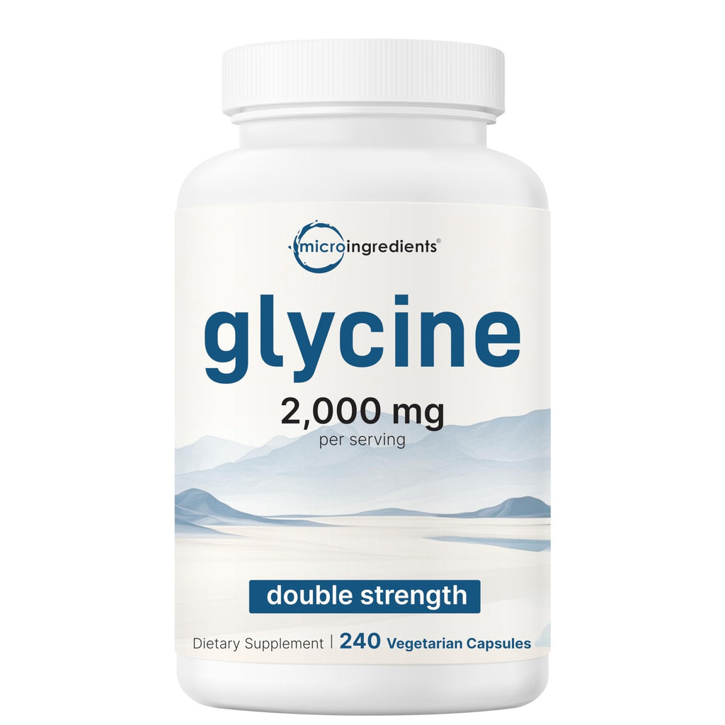 Glycine 2,000mg Per Serving, 240 Veggie Capsules | Free Form | Double Strength Amino Acids | Restful Sleep and Neurotransmitter Support Supplements | Non-GMO, Gluten Free