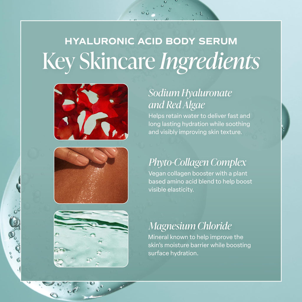 Saltair Hyaluronic Acid Body Serum | Fragrance-Free HA Hydrator | 13 oz | Red algae and sodium hyaluronate for lightweight hydration and a soft comfortable finish