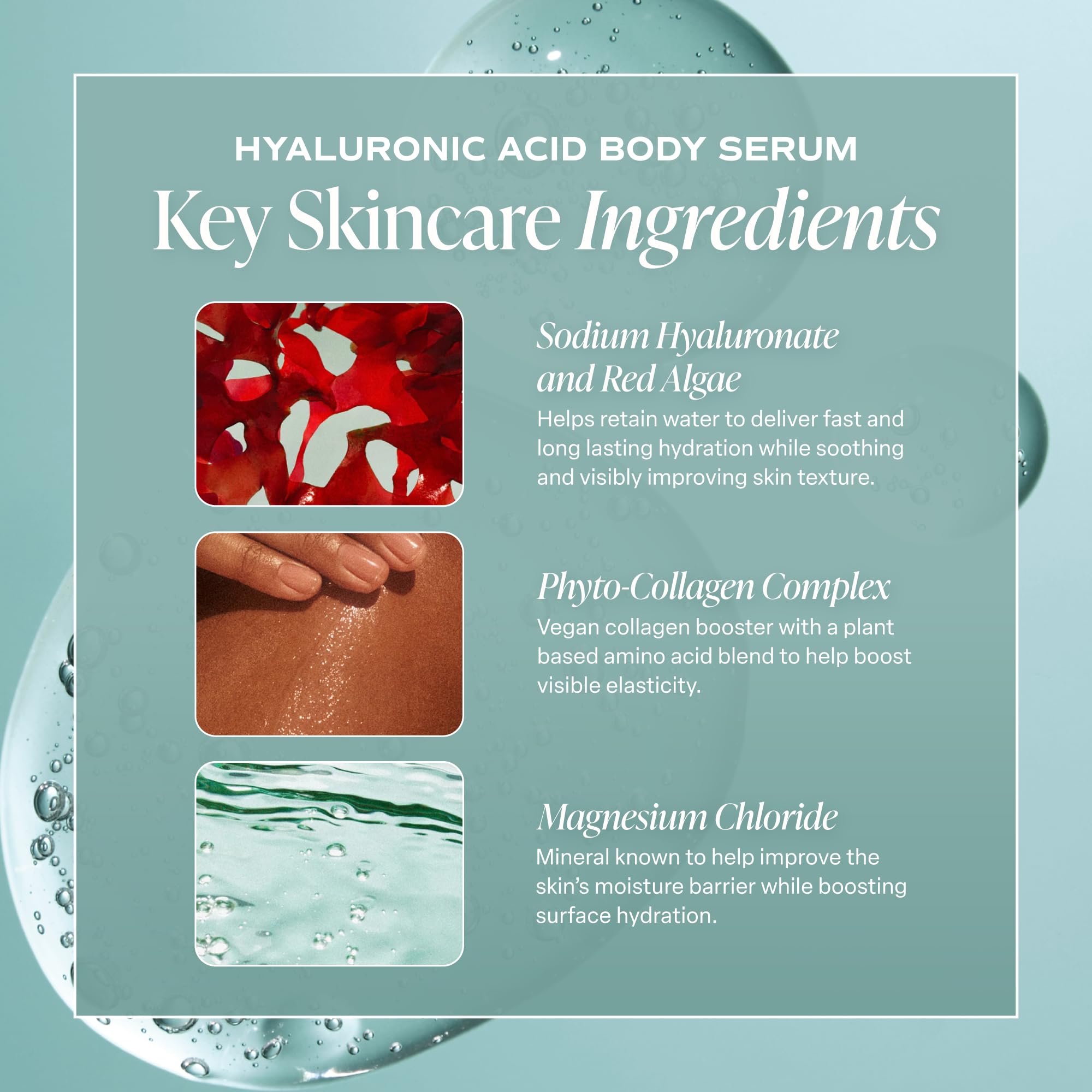 Saltair Hyaluronic Acid Body Serum | Fragrance-Free HA Hydrator | 13 oz | Red algae and sodium hyaluronate for lightweight hydration and a soft comfortable finish