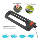 BIGWAVE Turbo Oscillating Water Sprinkler for Yard Covers up to 3,600 sq.ft,19 Nozzles Adjustable Range for Lawn, Garden, Quick Connect Bundle Included, Built-in Spray Jet Cleaning Needle