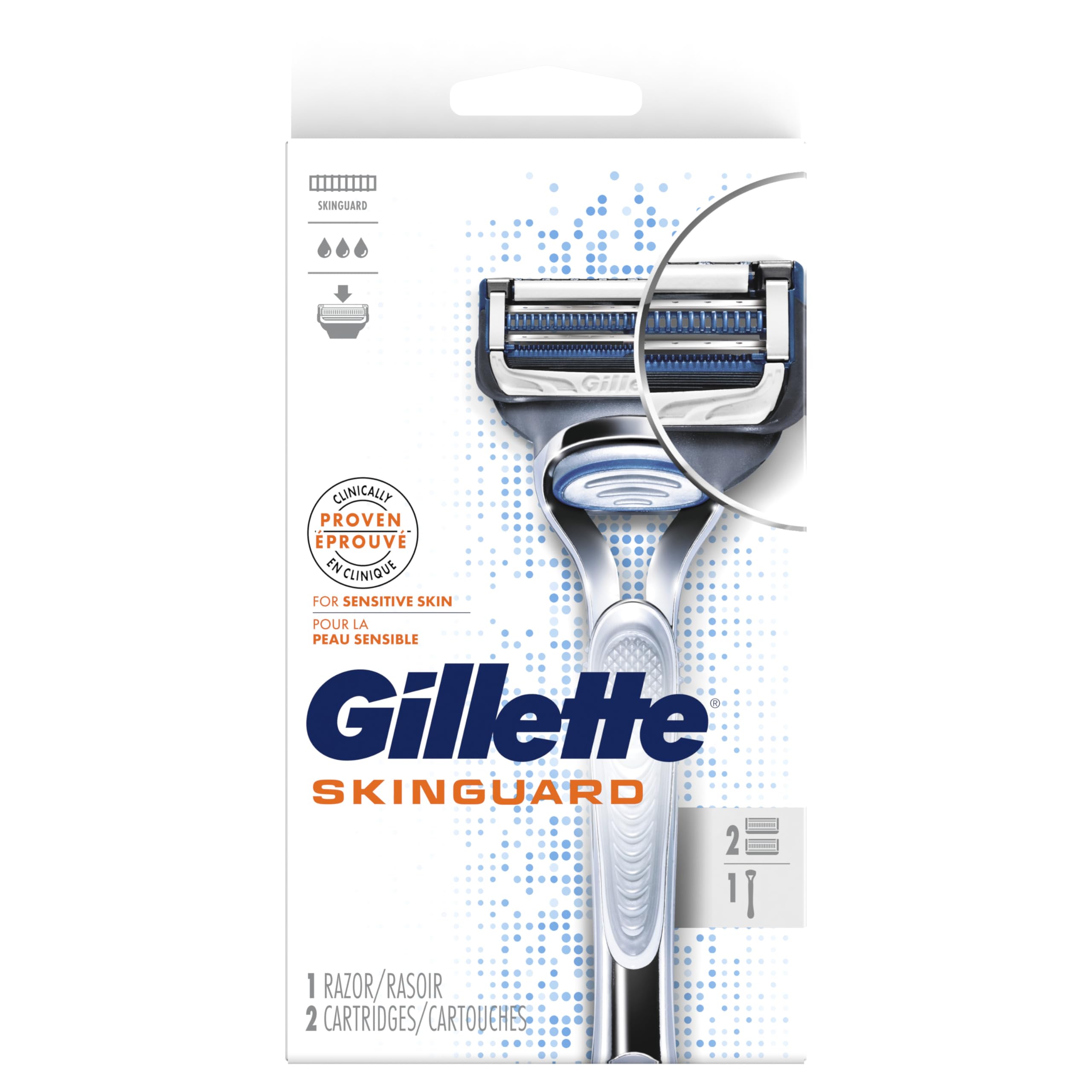 Gillette SkinGuard Razors, 1 Gillette Razor, 4 Razor Blade Refills, Designed for Men with Skin Irritation, Razor Bumps, and Sensitive Skin