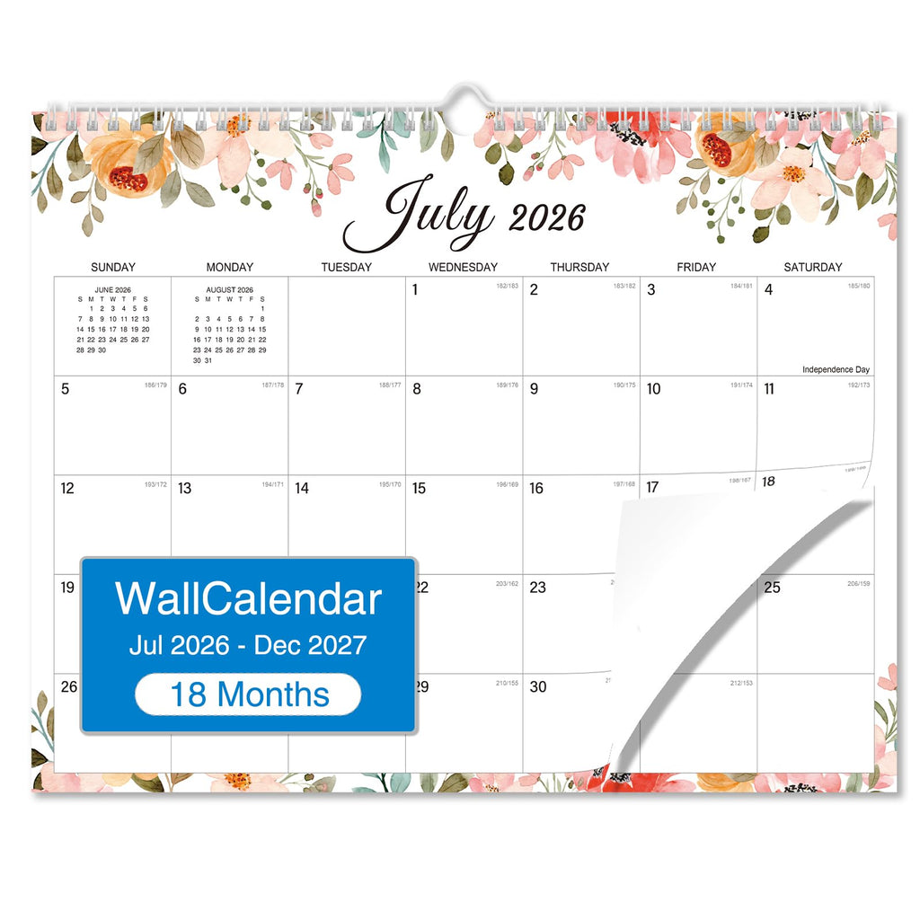 2026-2027 Wall Calendar - 18 Months Wall Calendar 2026-2027 with Thick Paper, Jul 2026 - Dec 2027, 14" x 11", Twin-Wire Binding, Home or Office Calendar for Easy Organizing