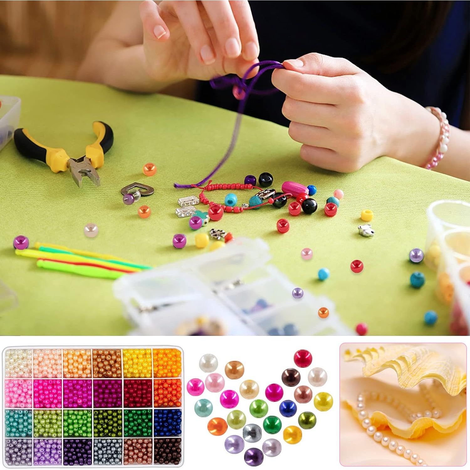 Buy now JHYlilia 1800Pcs 6mm Pearl Beads for Crafts, 24 Colors Round Pearls Beads with Holes for Jewelry Making Handcrafted Loose Spacer for Crafts Jewelry Making Necklaces Bracelets at indiglob india