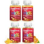 Feel Great Kids Omega 3 DHA Gummies, Plant-Based, No Fishy Taste, 60ct | Plant-Based DHA from Algae, Omega 3-6-9, Brain & Vision Support, Vegetarian, No Fishy Aftertaste