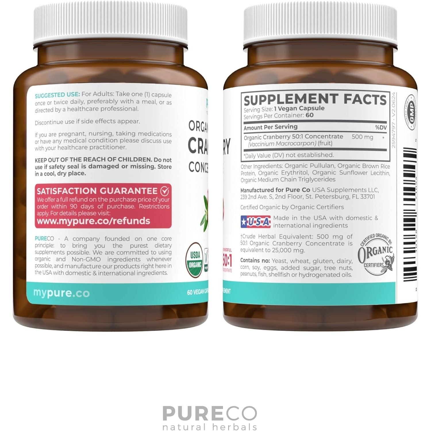 Buy now Organic Cranberry Pills - 50:1 Concentrate Equals 25,000mg of Fresh Cranberries (Vegan) for Urinary Tract Health & Kidney Cleanse - Cranberry Pills for Women - UTI Support Supplement - 60 Capsules at indiglob india