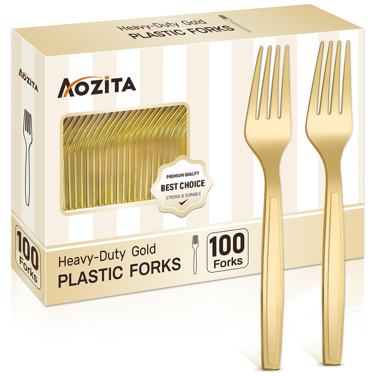 100 Pcs Gold Plastic Forks, Disposable Plastic Forks, Plastic Utensils for Parties, Weddings, Picnics, Big Event, Daily Use - BPA FREE