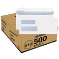 500 Pack #10 Double Window Security Self-Seal Envelopes - Suitable Size for Multiple Business Statements, Quickbooks Invoices, and Return Envelopes, Size 4-1/8 x 9-1/2 - White - 24 LB
