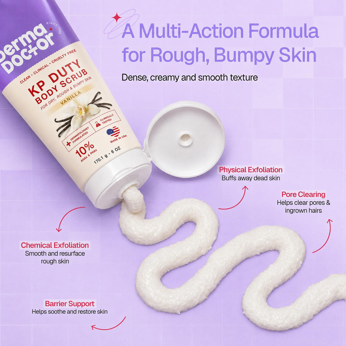 DERMAdoctor KP Bump Eraser Body Scrub, 10% AHAs + PHAs, Rough & Bumpy Skin