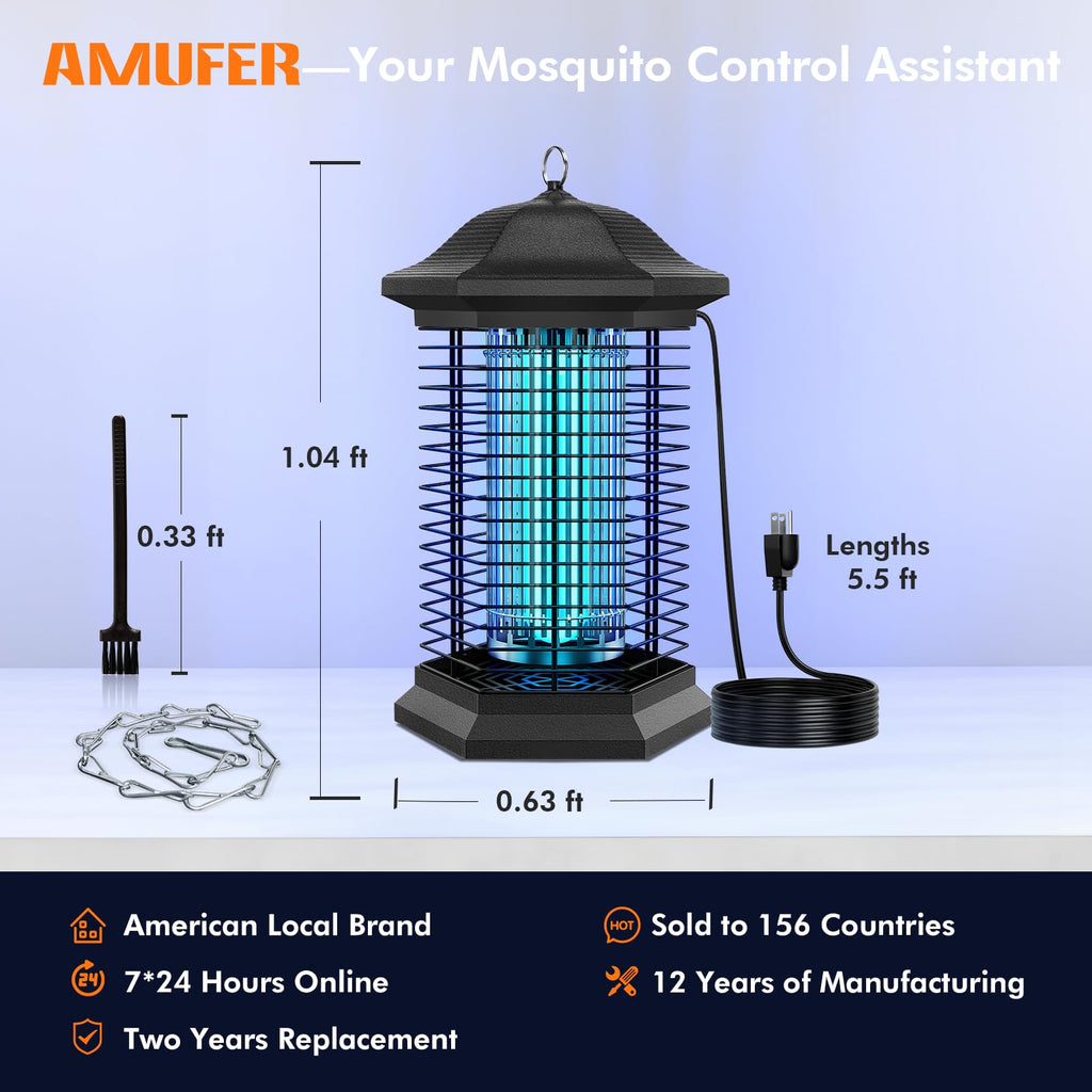 AMUFER Bug Zapper Outdoor Indoor with18W Power & 4400V Instant Grid