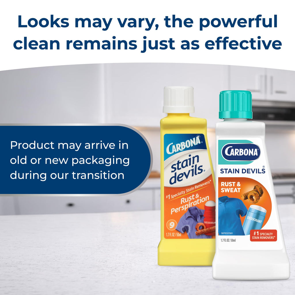 Carbona Stain Devils #9 (1.7 Fl Oz), Targeted Spot Cleaner for Rust & Perspiration Stains, Safe on Skin & Washable Fabrics