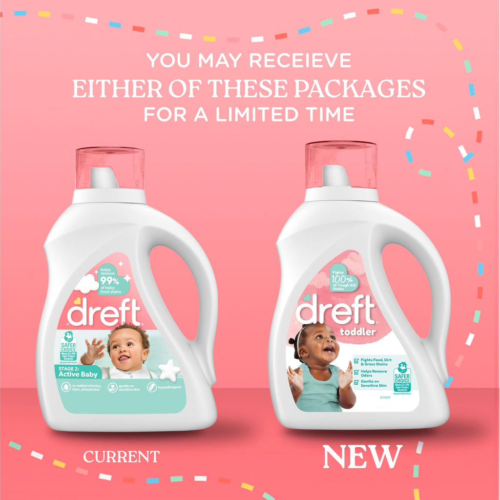 Dreft Toddler Liquid Laundry Detergent, Fights Stains, Removes Odors, 45 loads, 60 fl oz