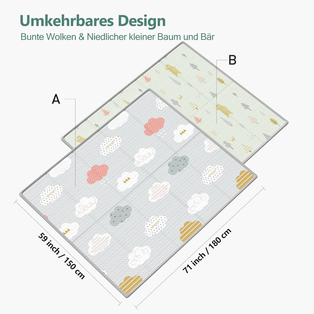 Buy now UANLAUO Foldable Baby Play Mat, Extra Large Waterproof Activity Playmats for Babies,Toddlers, Infants, Play & Tummy Time, Foam Baby Mat for Floor with Travel Bag (Cloud(71x59x0.4inch)) at indiglob india