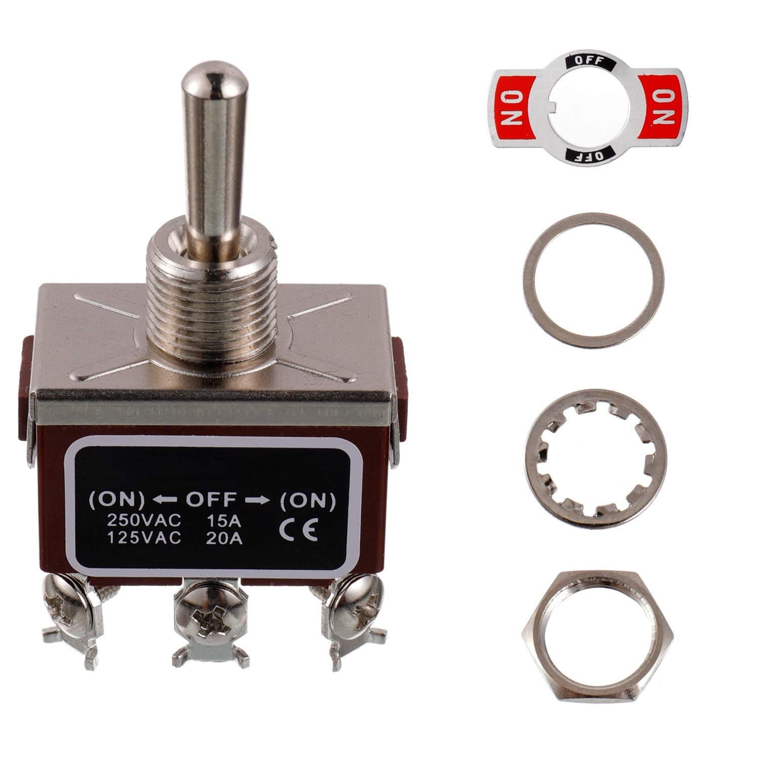 Buy now BOJACK RT1322FS Toggle Switch 125V 20A Momentary Automatic Reset Switches 250V 15A DPDT ON -Off- ON 6 Terminal pin Rocker Switch with Metal Waterproof Cap (Pack of 2) at indiglob india