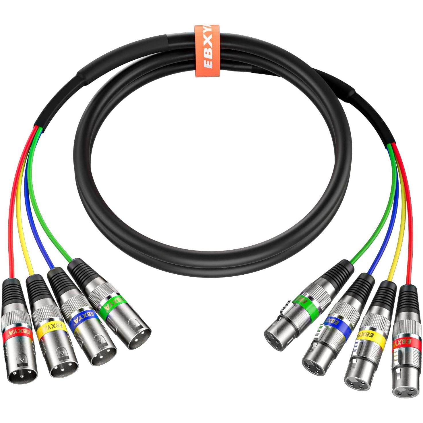 Buy now EBXYA 3 Ft XLR Snake Cables 4 Colored, 4-Channel Microphone Patch Cable XLR Male to Female, Recording Snake for Live, Recording, Studios 2 Pack 1 Pack 3 Feet at indiglob india
