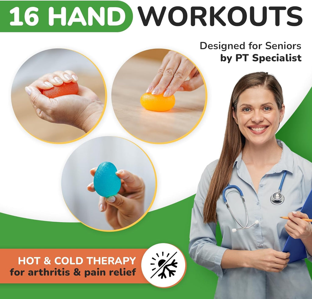 Healthy Seniors Hand Therapy Squeeze Balls for Arthritis & Carpal Tunnel