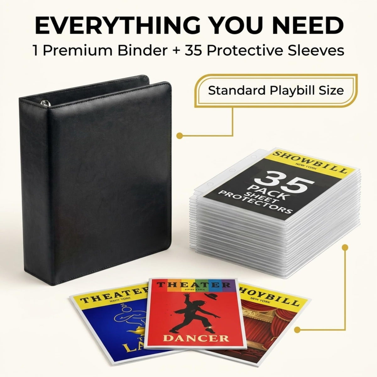 Playbill Binder with Sleeves, Broadway Showbill Organizer Gifts for Theater