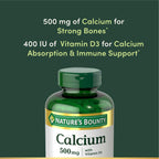 Nature's Bounty Calcium Plus 400 IU Vitamin D3, 300 Tablets | Immune Support & Bone Health