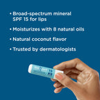 BLUE LIZARD Mineral SPF 15 Lip Balm, 3-Pack: Broad Spectrum Sun Protection, Natural Coconut Flavor, 8 Natural Oils, Infused with Australian Kakadu Plum, Rich in Vitamin C, Vegan, Each Tube 0.13 oz.