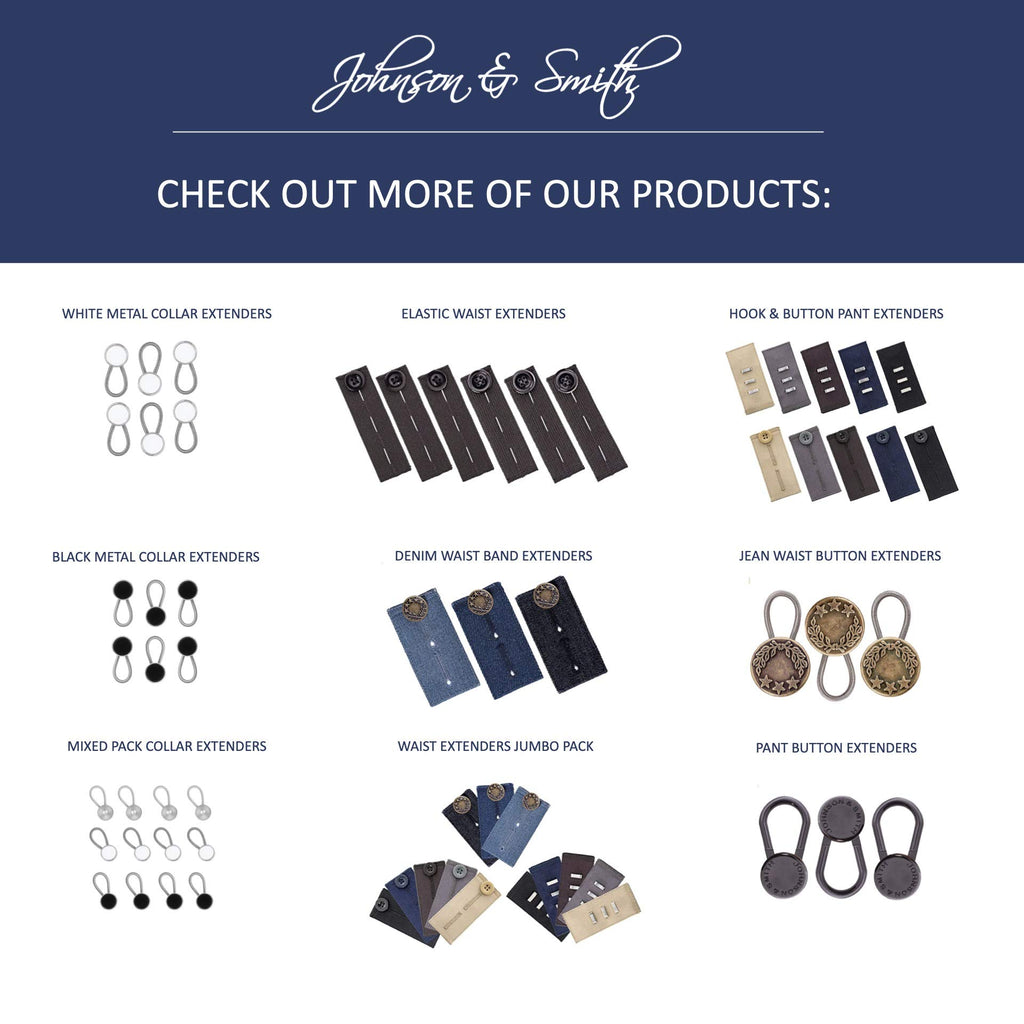 Johnson & Smith Collar Extenders/Neck Extender/Wonder Button for 1/2 Size Expansion of Men Dress Shirts, 5 +1 Pack, 3/8"