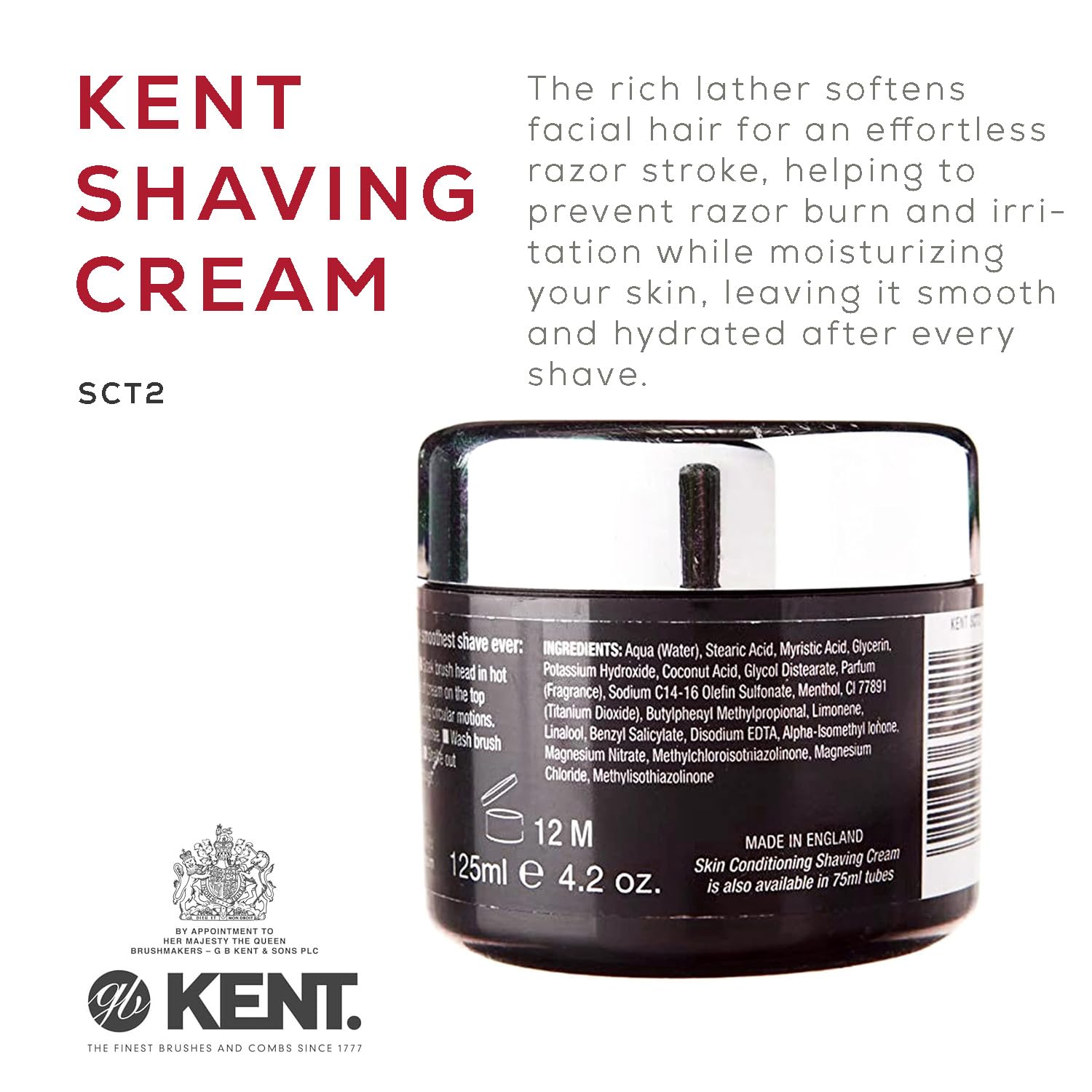 Buy now Kent SCT2 Shaving Cream Foam - Men's Cooling Menthol Shaving Cream, Perfect for Travel or Home, Gentle on Sensitive Skin at indiglob india