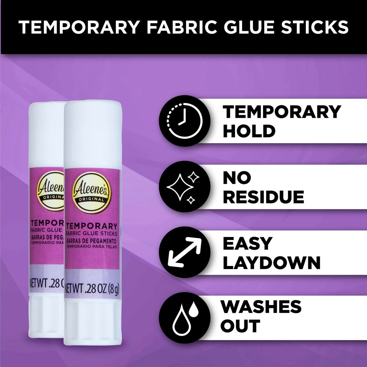 Aleene's No-Sew Temporary Fabric Glue Sticks, .28oz 2-Pack