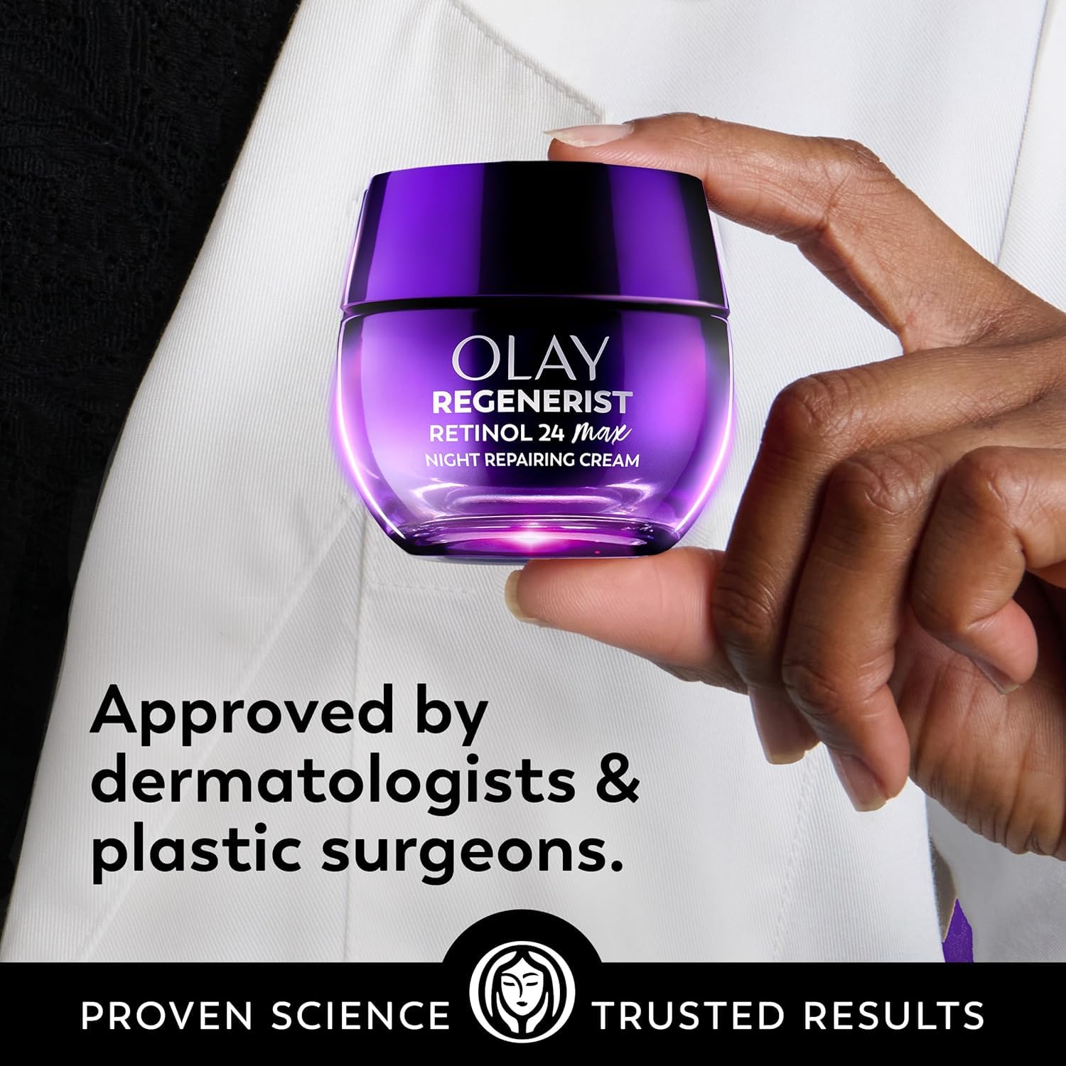 Olay Retinol Night Cream for Women, MAX, Anti-Aging Face Mousturizer, Fragrance-Free, Non Greasy - Anti-Wrinkle, Smooth Fine Lines, Hydrating Skin Care - Triple Collagen Cream, Niacinamide, 1.7oz