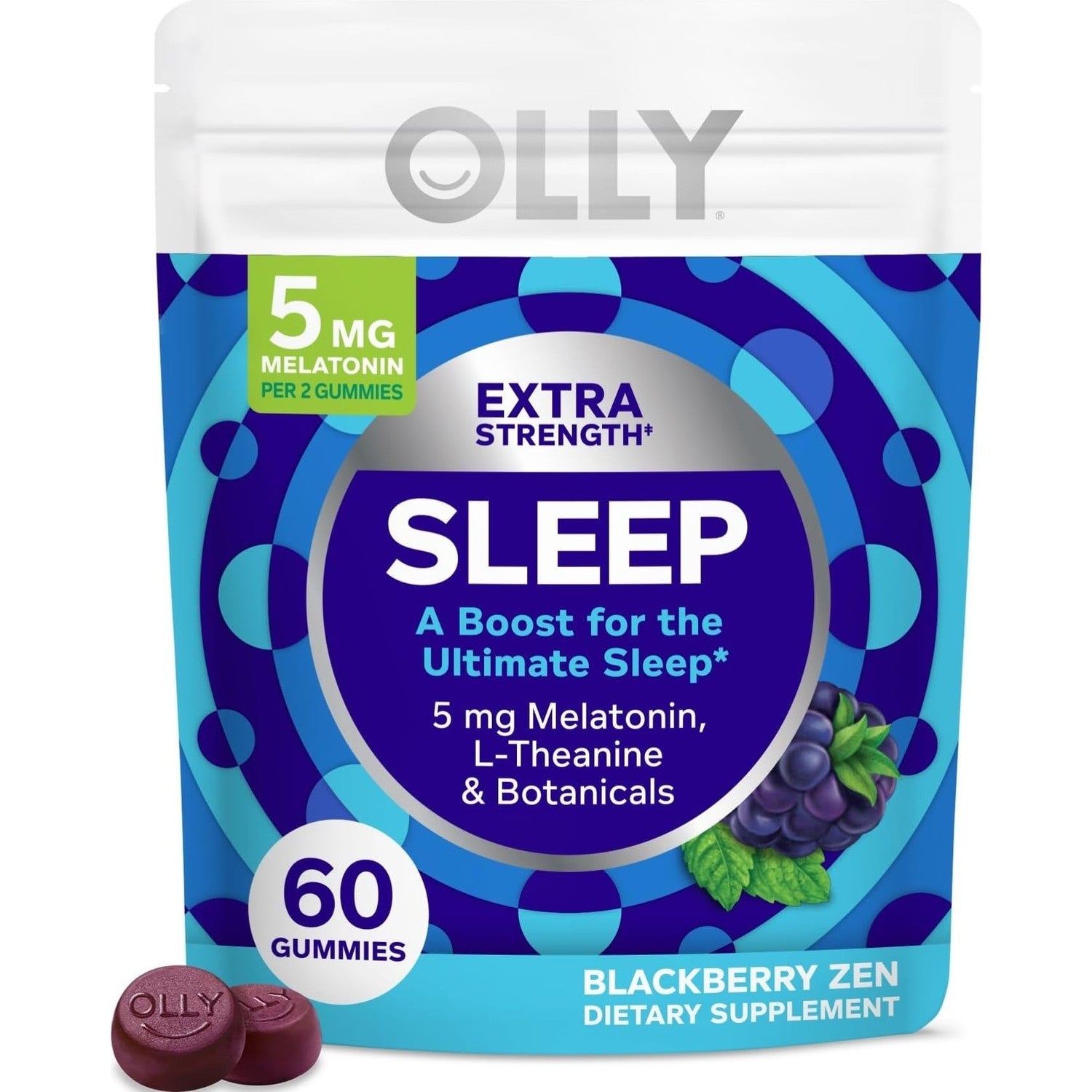 OLLY Extra Strength Sleep Pouch, 5 mg Melatonin, L-Theanine - 120 Count