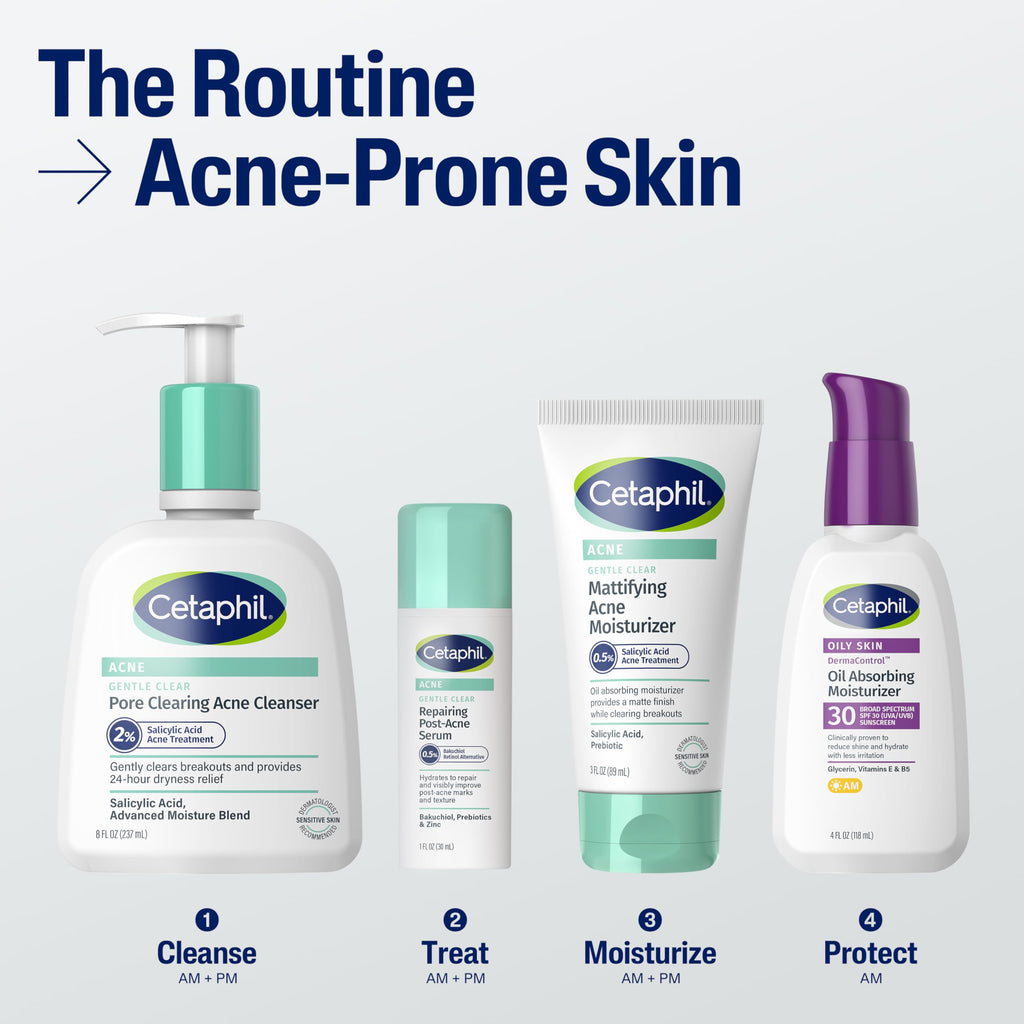 Cetaphil Gentle Clear Acne Foaming Face Wash, 2% Salicylic Acid, 8 fl oz | 2% Salicylic Acid Cleanser, Clears Pores, Gentle On Sensitive Skin, Dermatologist Recommended, Pump Bottle