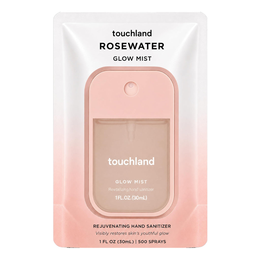 Touchland Glow Revitalizing Hydrating Hand Sanitizer Spray Travel Size | TSA ready Power Mist with skincare benefits. Soft and delicate classic floral scent for visibly restored youthful glow