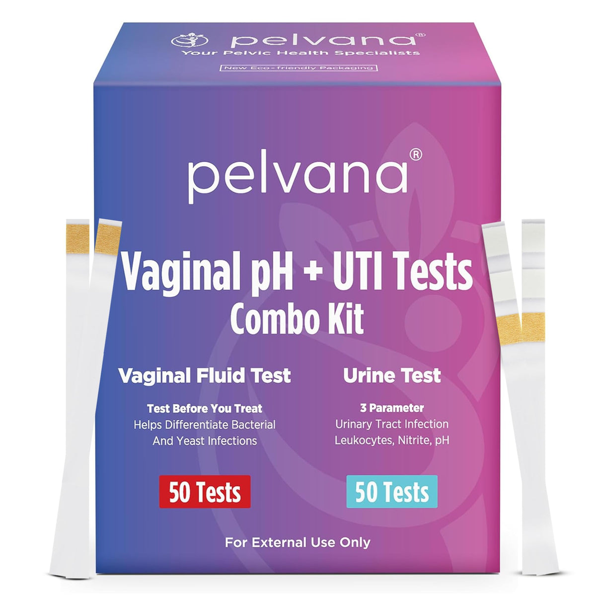 Pelvana (50) Vaginal pH + (50) UTI Tests Combo Kit - Test Before You Treat