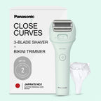 Panasonic Electric Bikini Trimmer, Waterproof Full-Body Cordless Electric Razors for Women Legs with Bikini Attachments, 3 Hypoallergenic Blades, for Travel, Shower, and Everyday Use - ES-AWL6AG