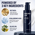 Serlino Lab Night Face Cream for Men - Retinol Night Cream with Hyaluronic Acid & Olive Oil, Collagen Boosting Face Moisturizer, Firms Men's Sagging Neck & Jowls, Reduces Deep Wrinkles, 1.7 Fl Oz