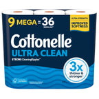 Cottonelle Ultra Clean Toilet Paper, 4 Mega Rolls = 16 Regular Rolls, Packaging May Vary